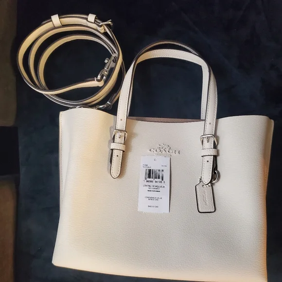 Coach Cream Pebbled Leather Mollie Tote with Top Handles And Shoulder Strap - Picture 5 of 7